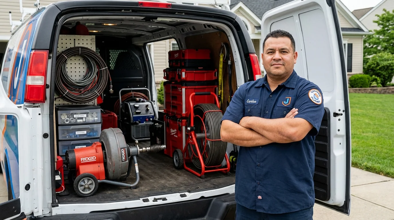 Professional drain cleaning equipment and Johns Plumbing LLC plumber in Coushatta