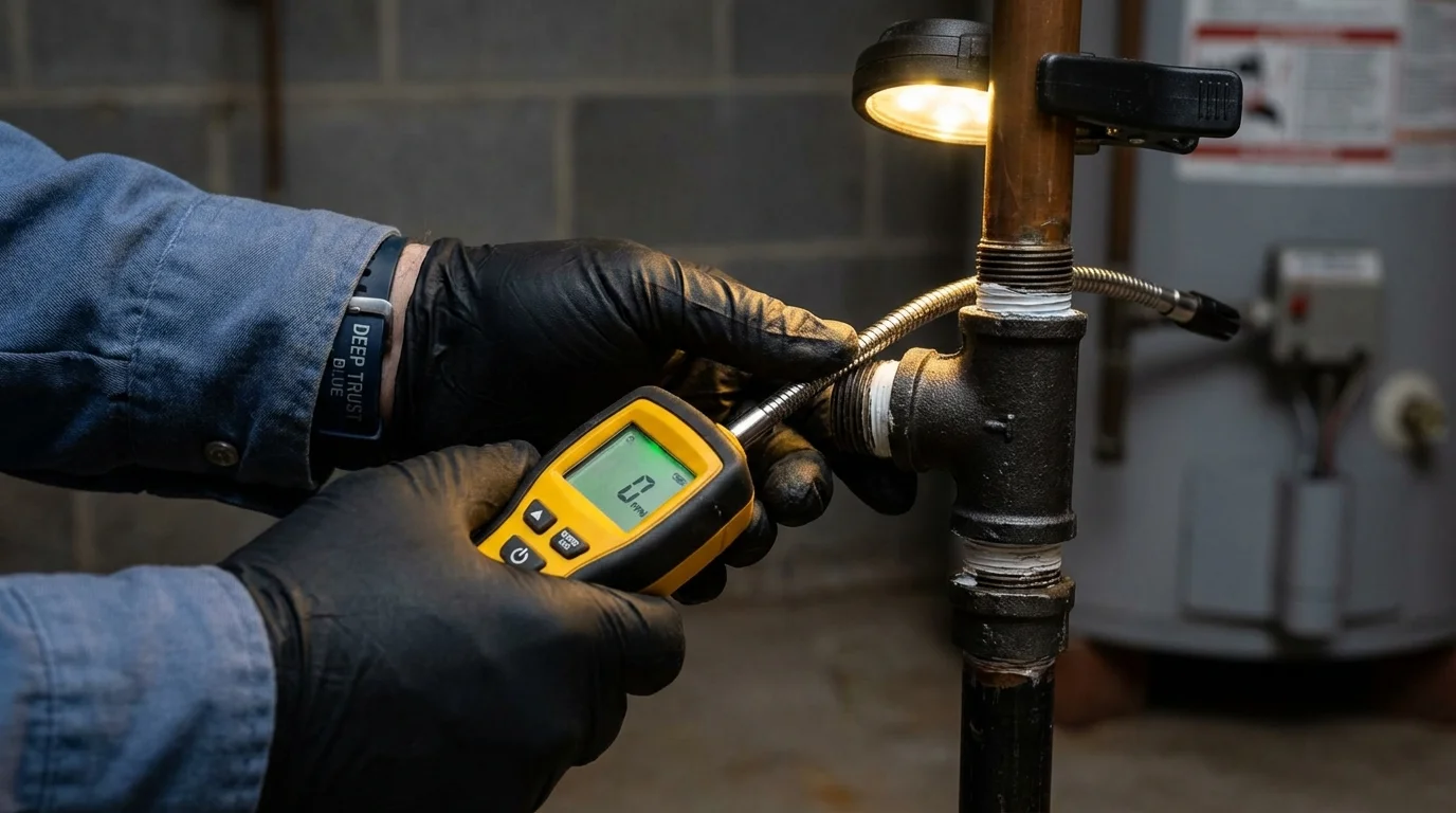 Gas leak detection with electronic sniffer by Johns Plumbing LLC in Coushatta