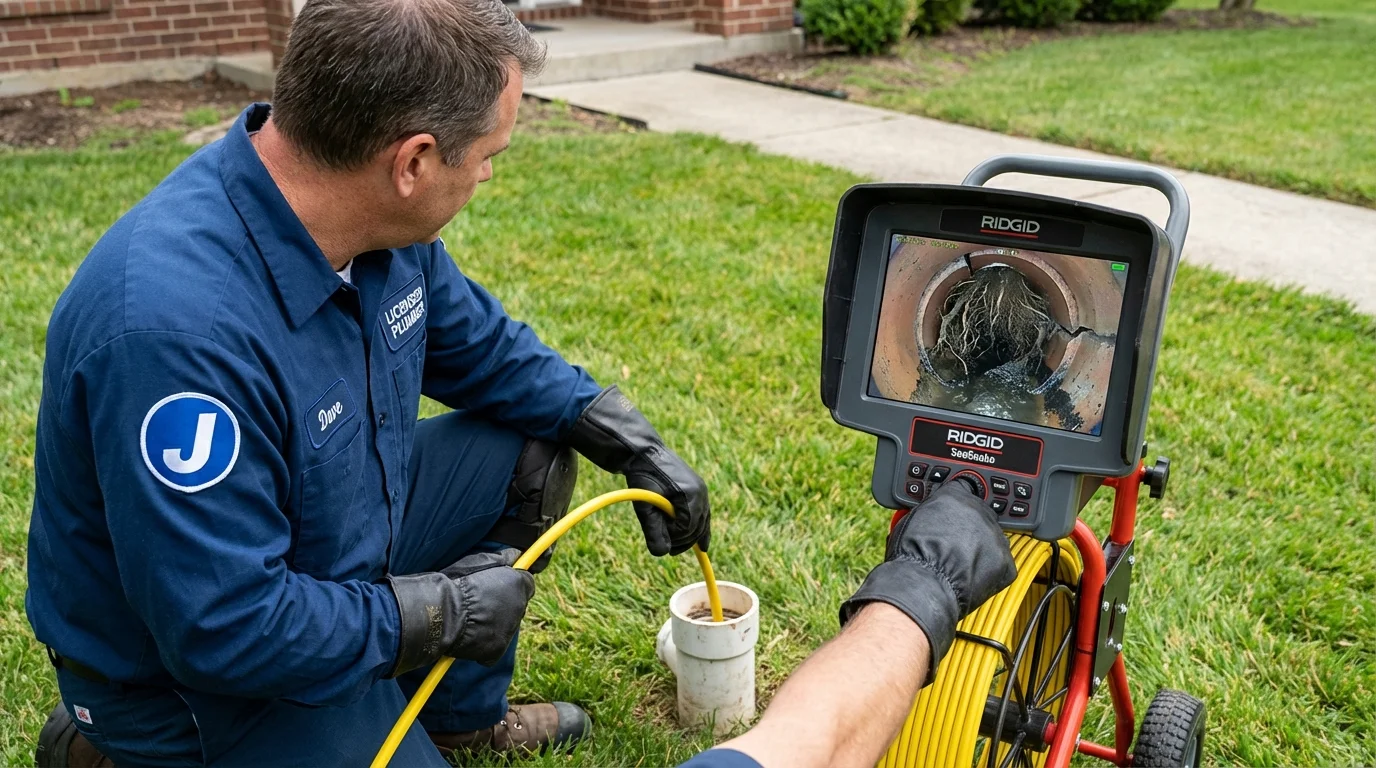 Sewer camera inspection being performed by Johns Plumbing LLC in Coushatta